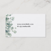 Green Eucalyptus Simple Personal Calling Card Telefonnummerkarte (Rückseite)
