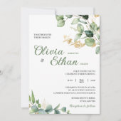 Green Eucalyptus Watercolor Botanical Wedding Einladung (Vorderseite)