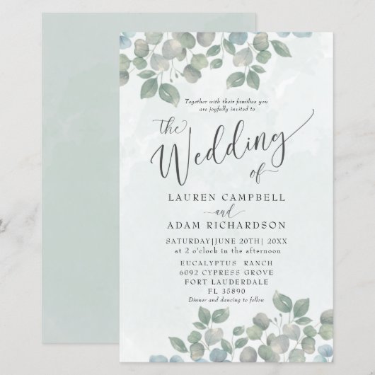 Green Eucalyptus Watercolor Wedding (Vorne/Hinten)