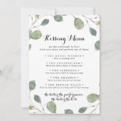 Green Eucalyptus Wedding Kissing Menu Game Card (Vorderseite)