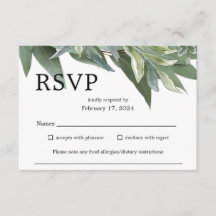 Green Eucalyptus Wedding RSVP Enclosure Card