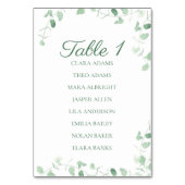 Green Eucalyptus Wedding Seating Chart Card Tischnummer (Vorderseite)
