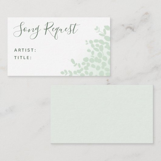 Green Eucalyptus Wedding Song Request Card Begleitkarte (Vorne/Hinten)