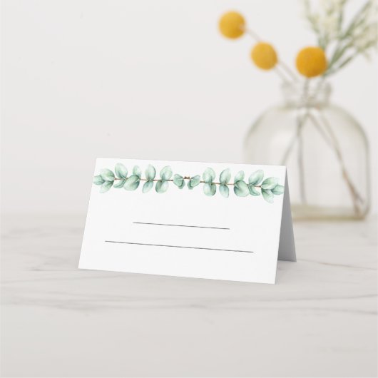 Green Eucalyptus Wedding Table Number place card Platzkarte (Vorderseite)