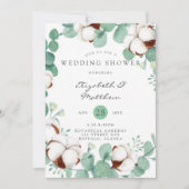 Green Eukalyptus and Cotton Polterabend Invitat Einladung (Vorderseite)