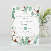 Green Eukalyptus and Cotton Polterabend Invitat Einladung (Stehend Vorderseite)