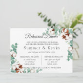 Green Eukalyptus and Cotton Probe Dinner Einladung (Stehend Vorderseite)