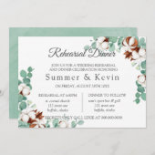 Green Eukalyptus and Cotton Probe Dinner Einladung (Vorne/Hinten)