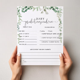 Green Eukalyptus Baby Predictions & Advice Cards