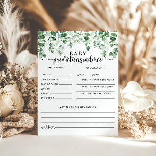 Green Eukalyptus Baby Predictions and Advice Cards