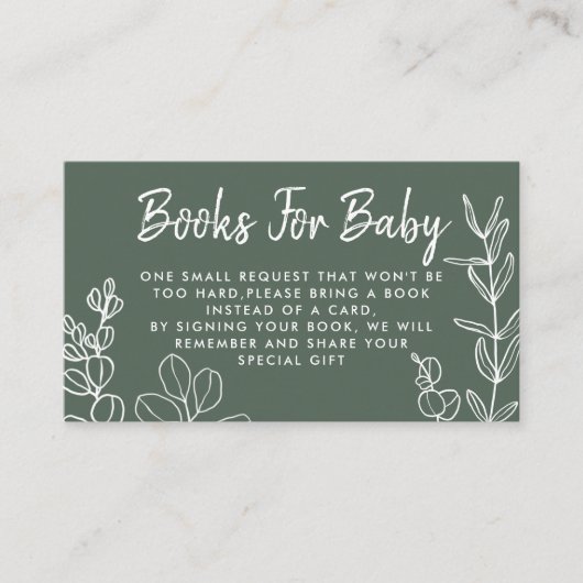Green Eukalyptus Book Request Envelope Card Begleitkarte (Vorderseite)