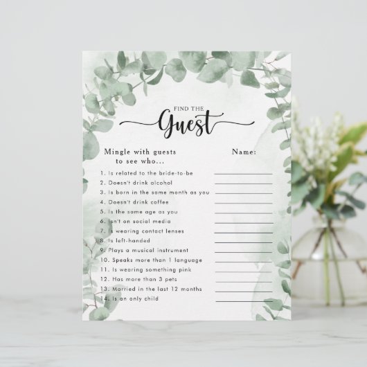 Green Eukalyptus Brautparty Finden Sie das Gast-Sp (Stehend Vorderseite)