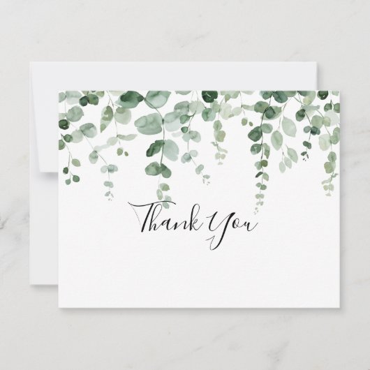 Green Eukalyptus Flat Wedding Danke Card (Vorderseite)