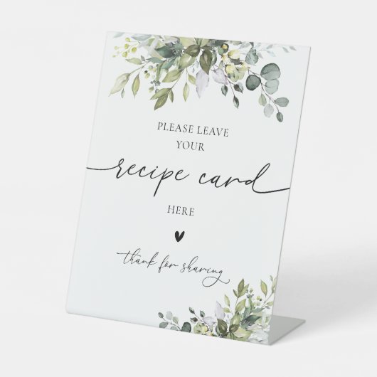 Green Eukalyptus Floral Rezept Card Signature Sockelschild (Vorderseite)