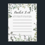 Green Eukalyptus Foliage Delight Bucket List Cards Postkarte<br><div class="desc">Diese grünen Eukalyptusblätterkarten sind die perfekte Wahl für einen einfachen Hochzeitsempfang oder ein einfaches Brautparty. Das Design zeichnet sich durch botanische Aquarellfarben,  handgezeichnet eleganten Eukalyptus,  inspirierend natürliche Schönheit. Das Schild der Schaufelliste wird separat verkauft.</div>