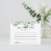 Green Eukalyptus Foliage Wedding Advice Card Postkarte (Stehend Vorderseite)