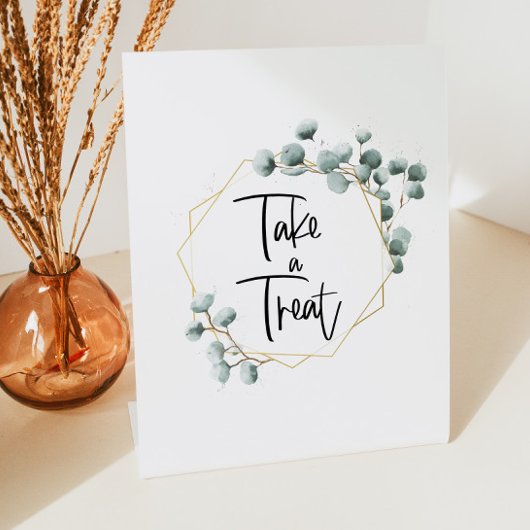 Green Eukalyptus Gold Rahmen nehmen Leckerei-Zeich Sockelschild