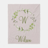 Green Eukalyptus & Leaf-Schriftzeichen Fleecedecke (Vorderseite)