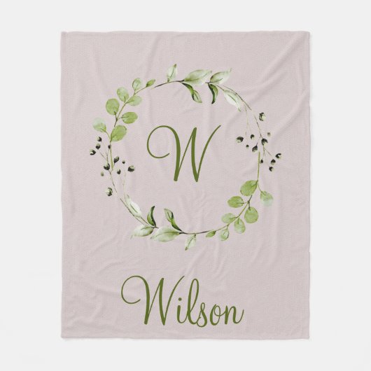 Green Eukalyptus & Leaf-Schriftzeichen Fleecedecke (Vorderseite)