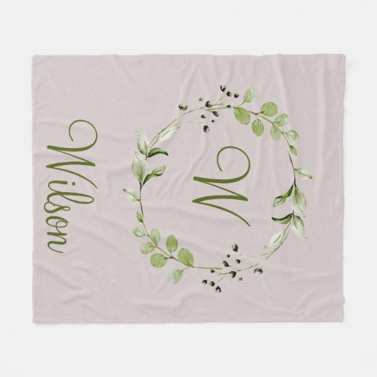 Green Eukalyptus & Leaf-Schriftzeichen Fleecedecke (Vorderseite (Horizontal))