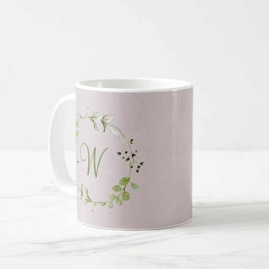 Green Eukalyptus & Leaf-Schriftzeichen Kaffeetasse (Vorderseite Links)