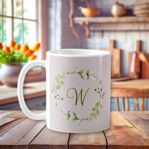 Green Eukalyptus & Leaf-Schriftzeichen Kaffeetasse