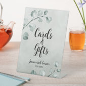 Green Eukalyptus Note Wedding Cards & Gifts Sockelschild (In Situ)