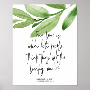Green Eukalyptus Outdoor Wedding True Love Willkom Poster