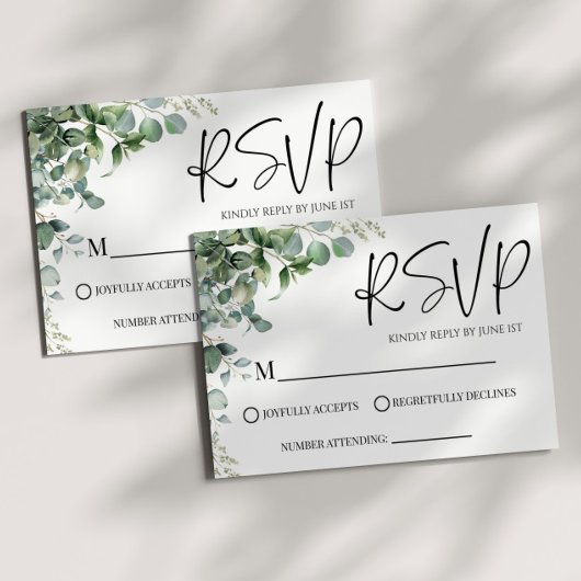 Green Eukalyptus Pflanze Wedding RSVP Card Karte
