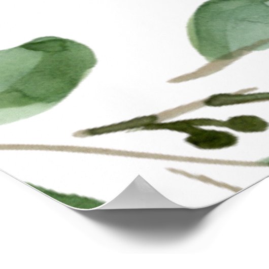 Green Eukalyptus Probe Dinner Willkommen Poster (Ecke)