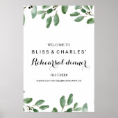 Green Eukalyptus Probe Dinner Willkommen Poster (Vorne)