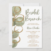 Green Eukalyptus und Gold Foil Bridal Brunch Einladung (Vorderseite)
