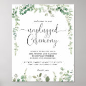Green Eukalyptus Unplugged Zeremony Script Sign Poster (Vorne)