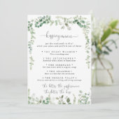 Green Eukalyptus Wedding Kissing Menu Game Card (Stehend Vorderseite)