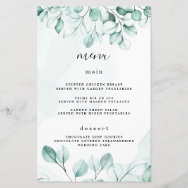 Green Eukalyptus Wedding Menu Cards
