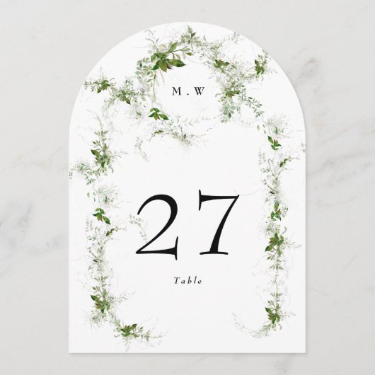 Green Eukalyptus Wreath Monogram Arch Tischnummer (Rückseite)