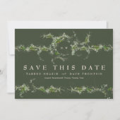 Green Eukalyptus Wreath Monogram Wedding Foto Save The Date (Vorderseite)