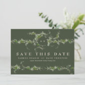Green Eukalyptus Wreath Monogram Wedding Foto Save The Date (Stehend Vorderseite)