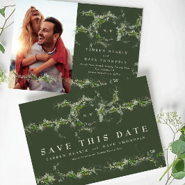 Green Eukalyptus Wreath Monogram Wedding Foto Save The Date