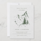 Green Evergreen Pine Mountain Sketch Save the Date Einladung (Vorderseite)