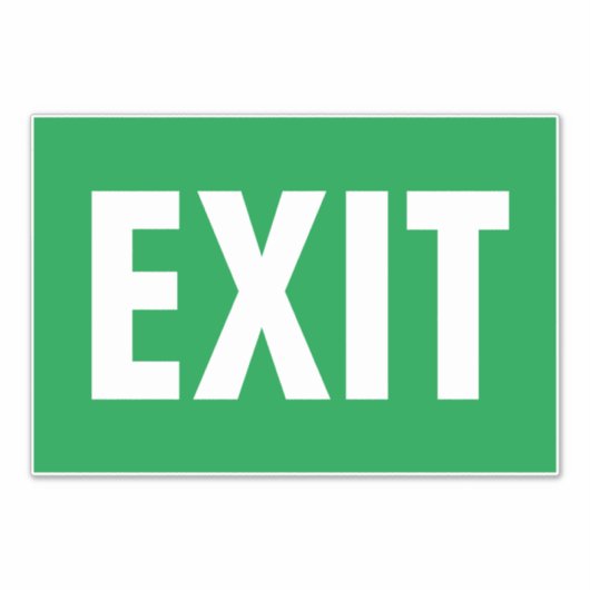 Green EXIT-Schild Vinyl-Aufkleber für Fluchtweg Aufkleber (Vorderseite)