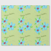 Green Extravagant Flower Gift Wrap Geschenkpapier (Flach)