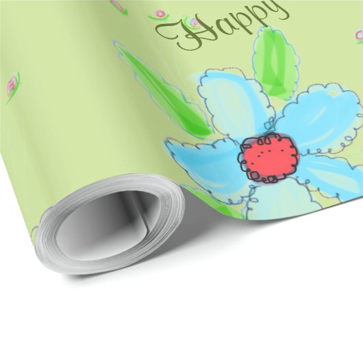 Green Extravagant Flower Gift Wrap Geschenkpapier (Rolleneckpunkt)
