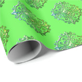 Green Extravagant Imitats Medallion Pattern Wrappi Geschenkpapier (Rolleneckpunkt)
