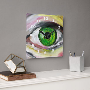 Green Eye Art Quadratische Wanduhr