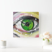 Green Eye Art Quadratische Wanduhr (Zuhause)