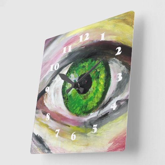 Green Eye Art Quadratische Wanduhr (Winkel)