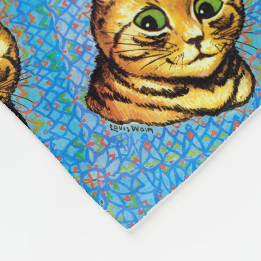 Green Eye Cat, Louis Wain Fleecedecke (Ecke)