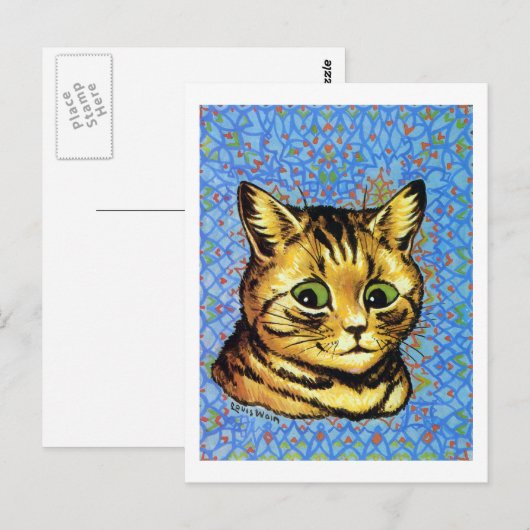 Green Eye Cat, Louis Wain Postkarte (Vorne/Hinten)