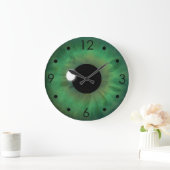 Green Eye Iris Eyeball Custom Large Round Clock Große Wanduhr (Zuhause)